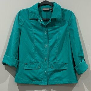 Chico’s Turquoise Utility Blazer – Size 0, Stylish Layering Piece